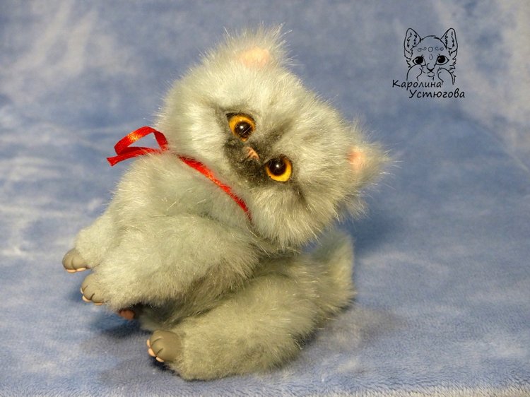 Котенок Дымок — Игрушки в смешанной технике (мех и глина): Арт (фото 10)
