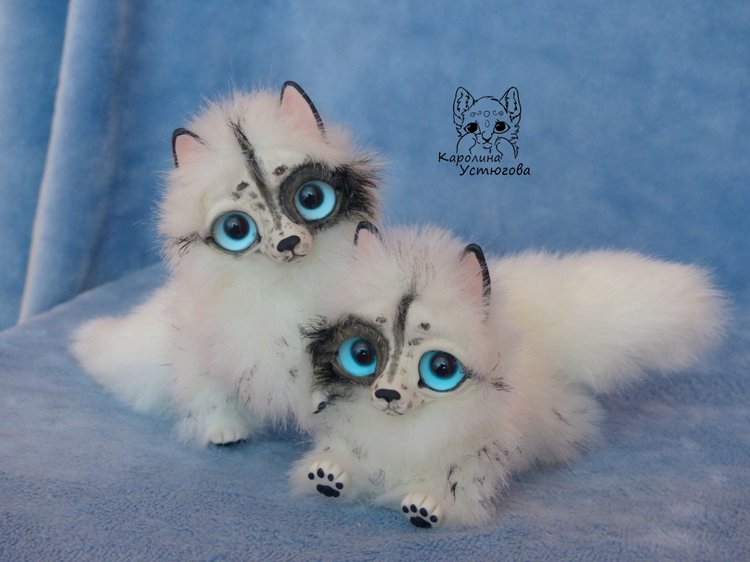 Далматиновые лисички — Игрушки в смешанной технике (мех и глина): Арт (фото 7)