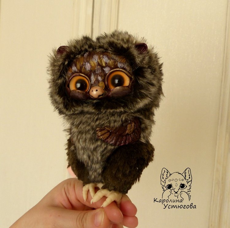 Счастливые совушки — Игрушки в смешанной технике (мех и глина): Арт (фото 8)
