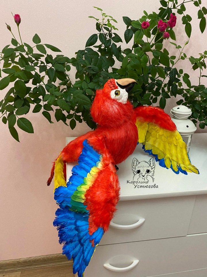 Попугай Ара — Игрушки в смешанной технике (мех и глина): Арт