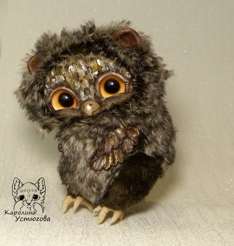 Счастливая сова — Игрушки в смешанной технике (мех и глина): Арт (фото 8)