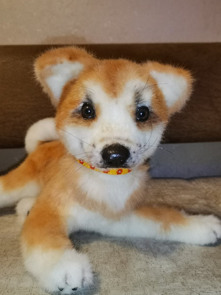 Акито щенок — Игрушки в смешанной технике (мех и глина): Арт