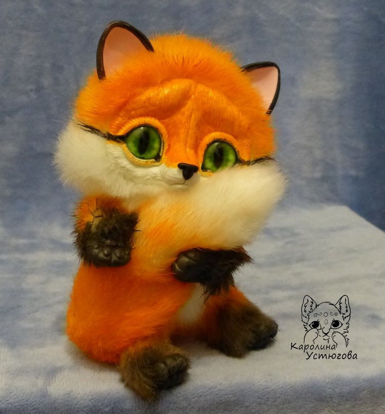 Зеленоглаза Лисичка — Игрушки в смешанной технике (мех и глина): Арт
