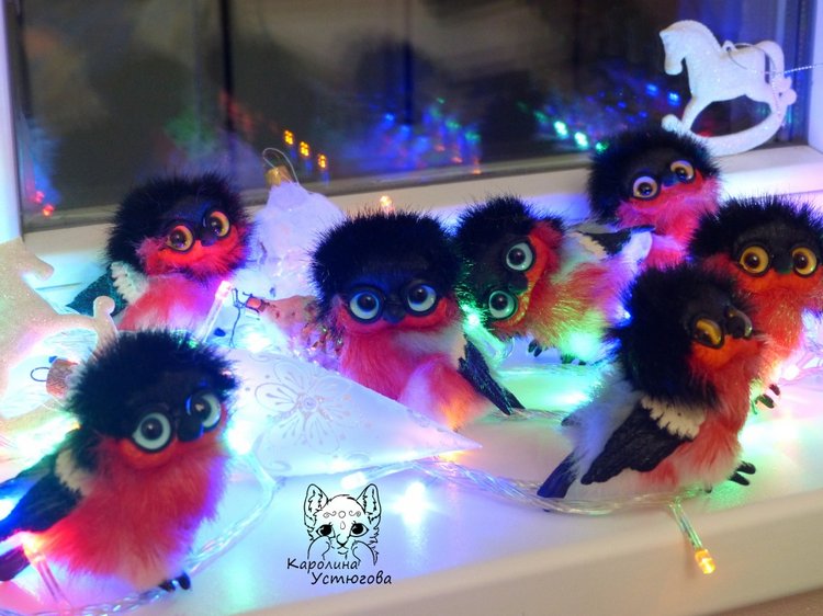 Снегири — Игрушки в смешанной технике (мех и глина): Арт (фото 10)