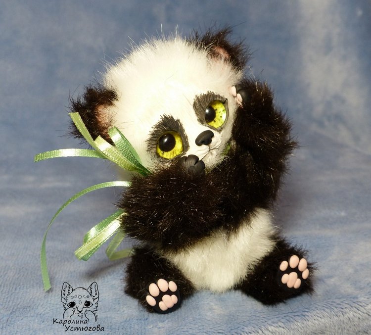 Семейка Панд — Игрушки в смешанной технике (мех и глина): Арт