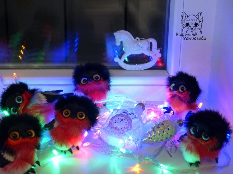 Снегири — Игрушки в смешанной технике (мех и глина): Арт (фото 9)