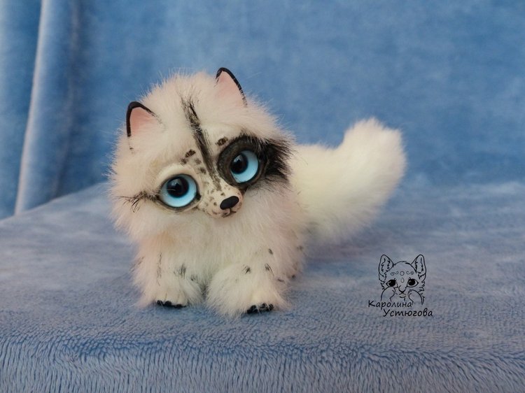 Далматиновые лисички — Игрушки в смешанной технике (мех и глина): Арт