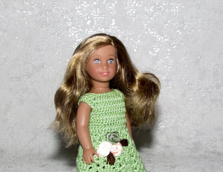 Авторское вязаное платье для кукол American Girl mini 16 см "Лето" (фото 4)
