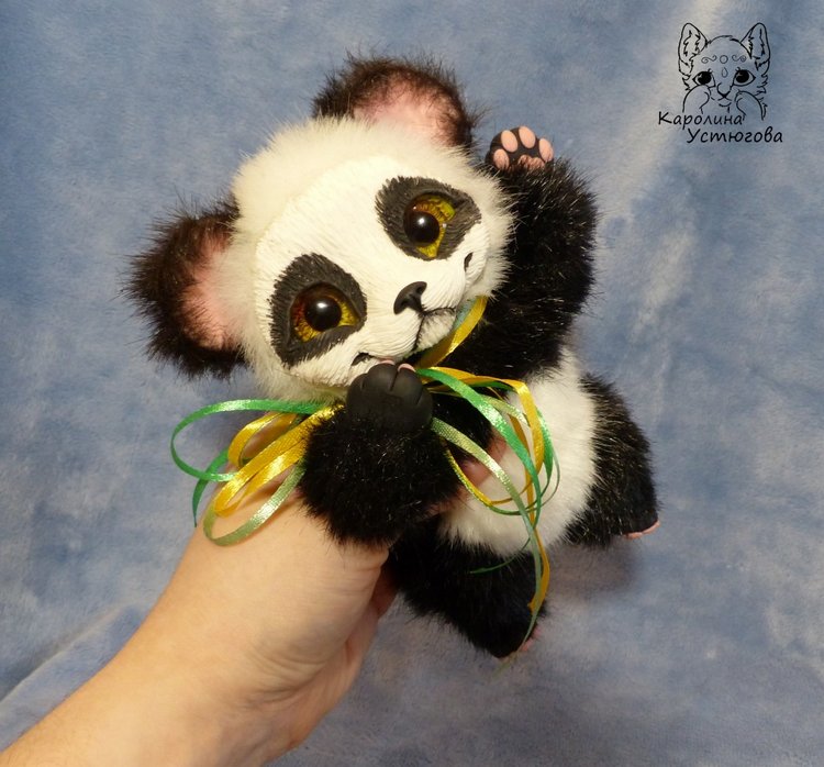 Семейка Панд — Игрушки в смешанной технике (мех и глина): Арт