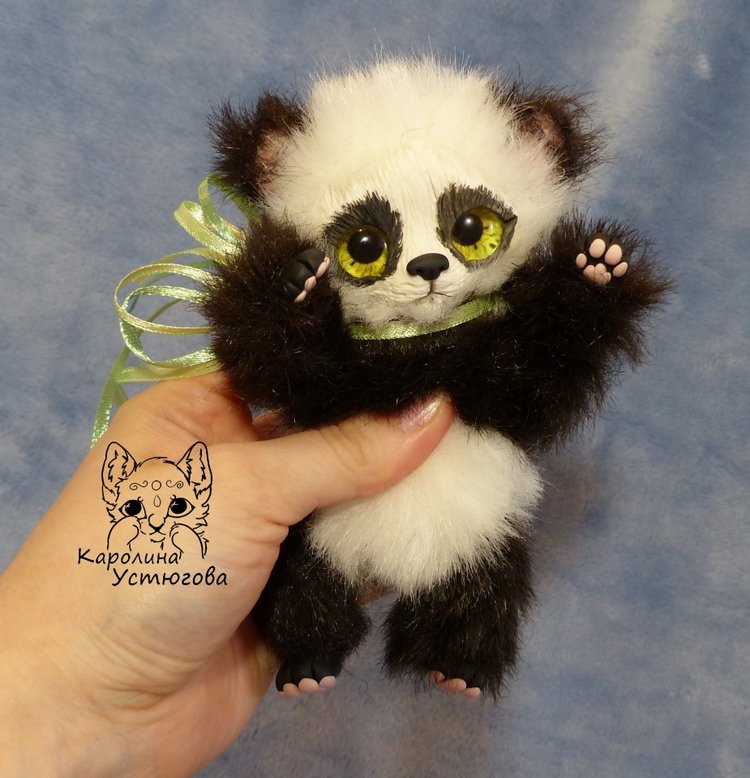 Семейка Панд — Игрушки в смешанной технике (мех и глина): Арт