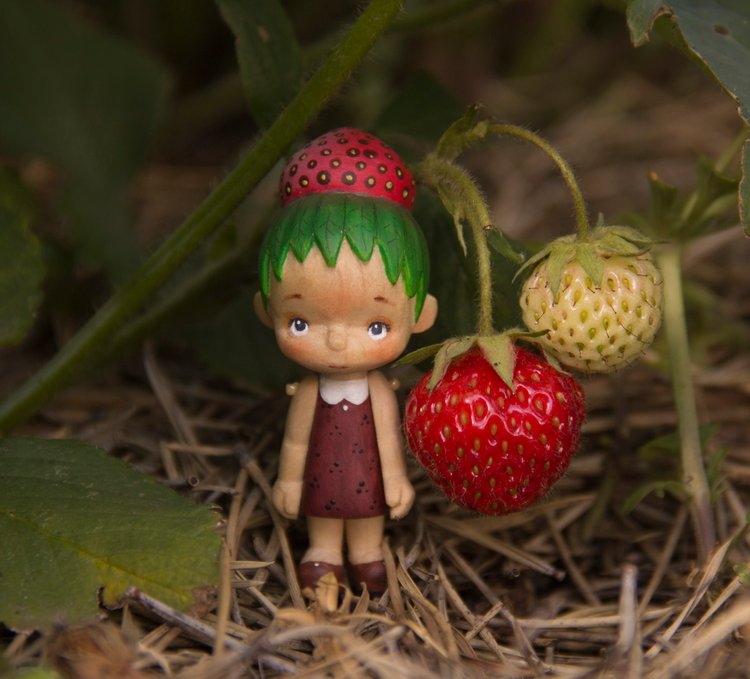 Деревянные малыши, девочка лисичка, сестрички земляничка с клубничкой (фото 7)