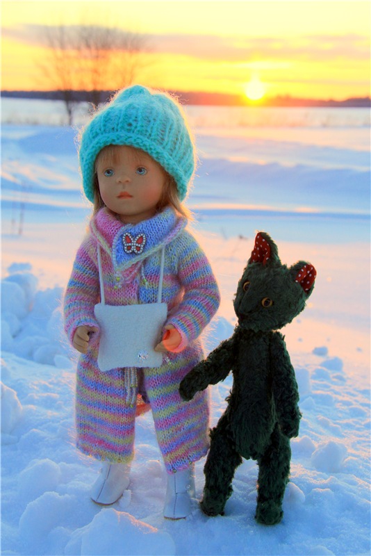 Зимняя прогулка Сони. Уникальная кукла от Сильвии Наттерер