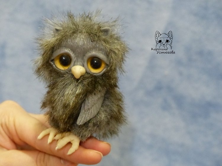 Совушка Ириска — Игрушки в смешанной технике (мех и глина): Арт (фото 3)