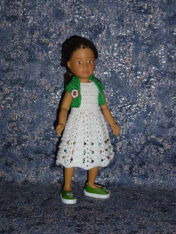 Авторский вязаный комплект для кукол Kruselings 23 см "Новогодняя Ёлочка" (фото 2)