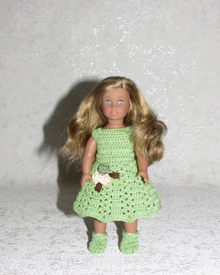 Авторское вязаное платье для кукол American Girl mini 16 см "Лето" (фото 10)