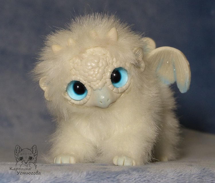 Дракончик стихии воздуха — Игрушки в смешанной технике (мех и глина): Арт (фото 3)