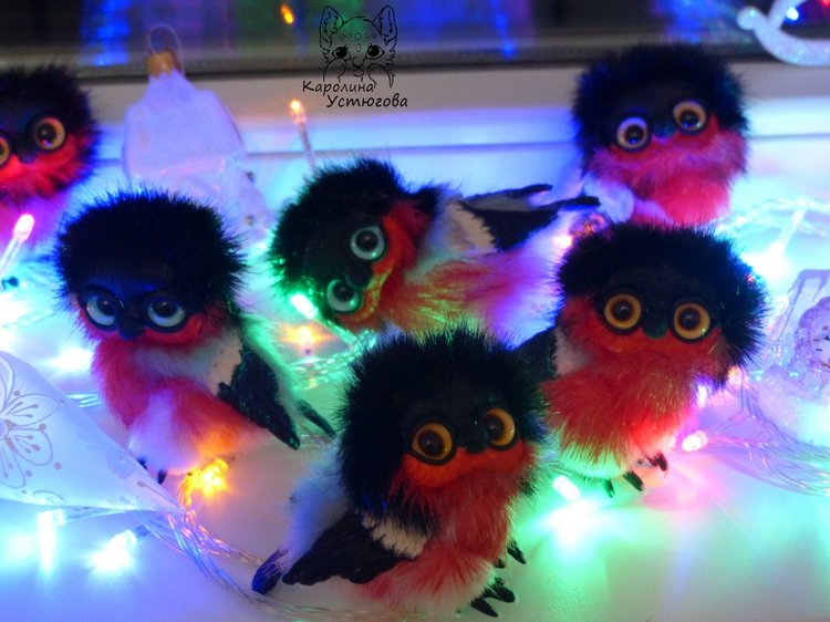 Снегири — Игрушки в смешанной технике (мех и глина): Арт (фото 7)