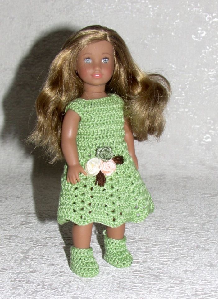 Авторское вязаное платье для кукол American Girl mini 16 см "Лето" (фото 2)