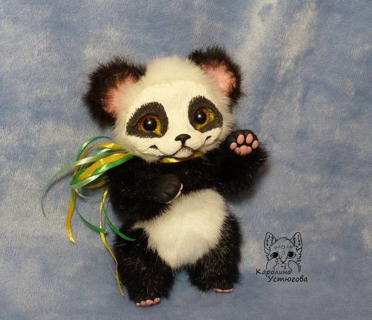 Семейка Панд — Игрушки в смешанной технике (мех и глина): Арт (фото 10)