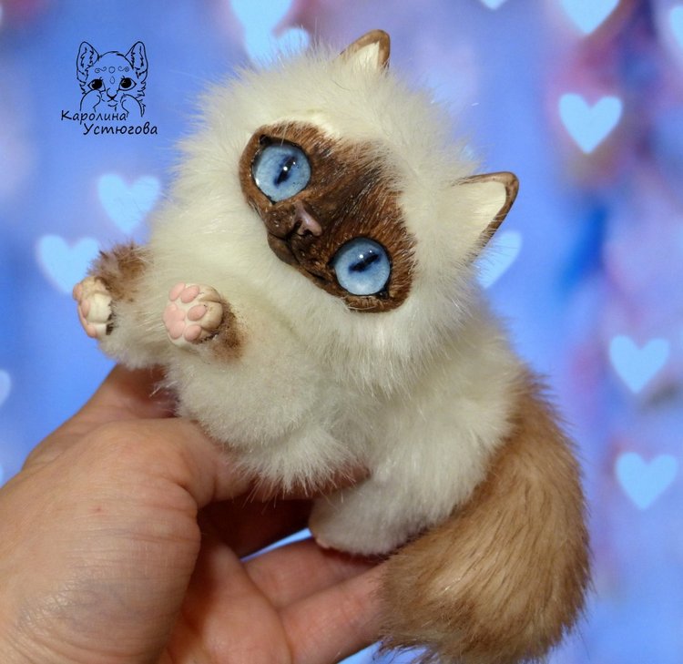 Мой маленький котенок — Игрушки в смешанной технике (мех и глина): Арт (фото 4)