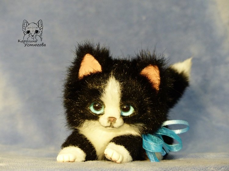 Кошечка Мякушка — Игрушки в смешанной технике (мех и глина): Арт (фото 4)