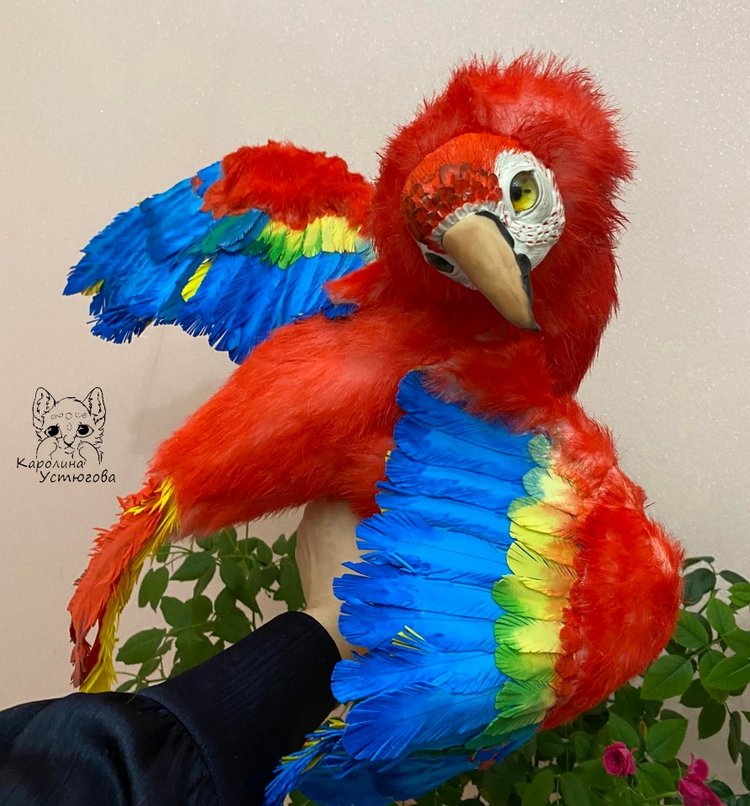 Попугай Ара — Игрушки в смешанной технике (мех и глина): Арт (фото 4)