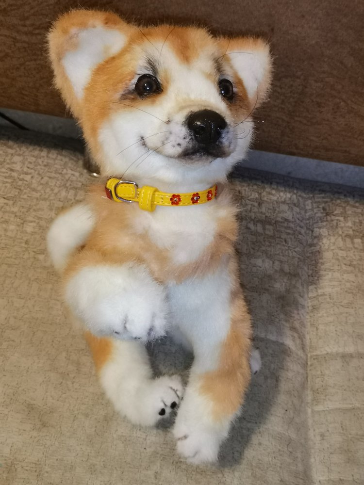 Акито щенок — Игрушки в смешанной технике (мех и глина): Арт