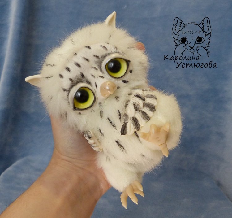 Большой совенок Бу-Бо — Игрушки в смешанной технике (мех и глина): Арт