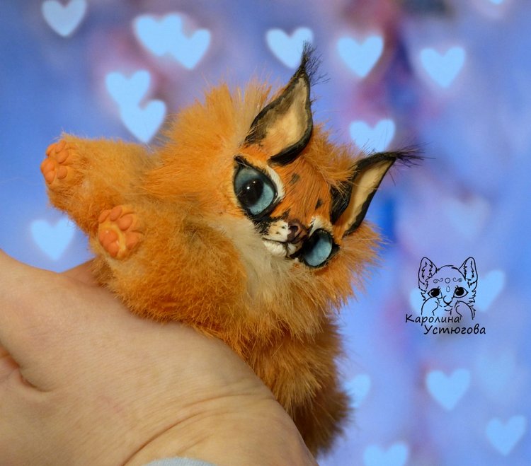 Детеныши Каракала — Игрушки в смешанной технике (мех и глина): Арт (фото 7)