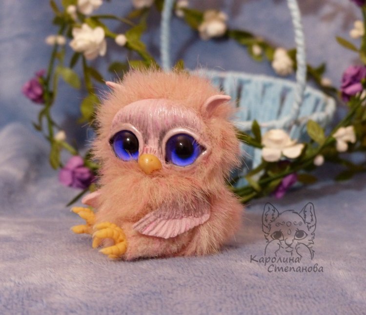 Совушка Бэрри — Игрушки в смешанной технике (мех и глина): Арт