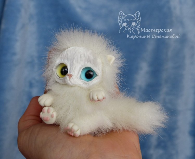 Котенок Пушок младший — Игрушки в смешанной технике (мех и глина): Арт (фото 10)