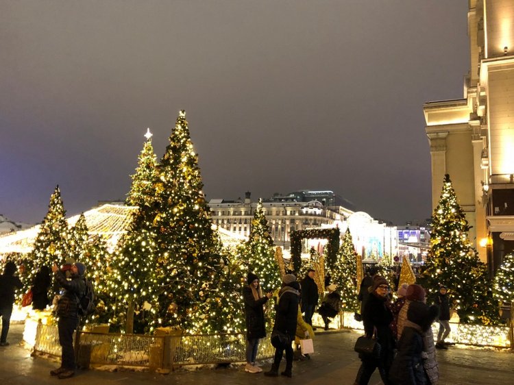 Москва предновогодняя... выставка новогодних елок в ГУМе - очень красиво