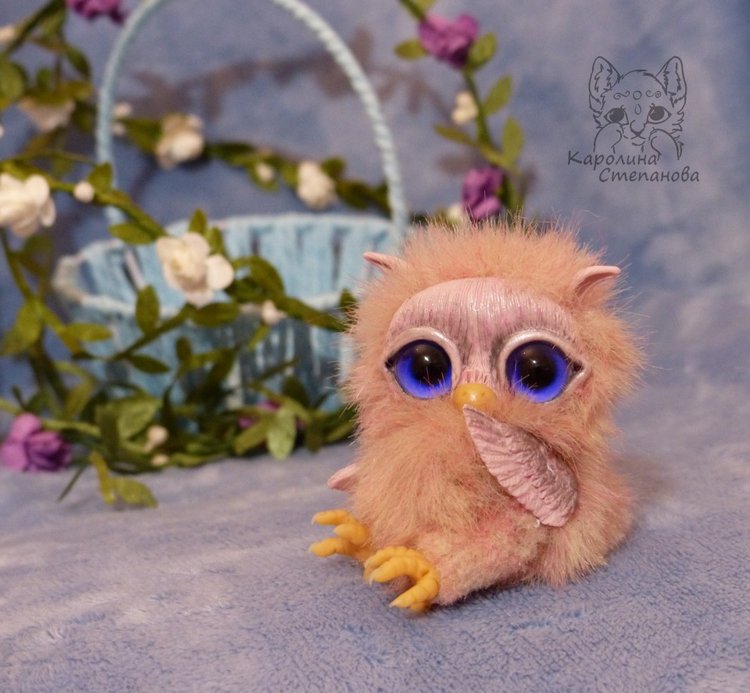 Совушка Бэрри — Игрушки в смешанной технике (мех и глина): Арт