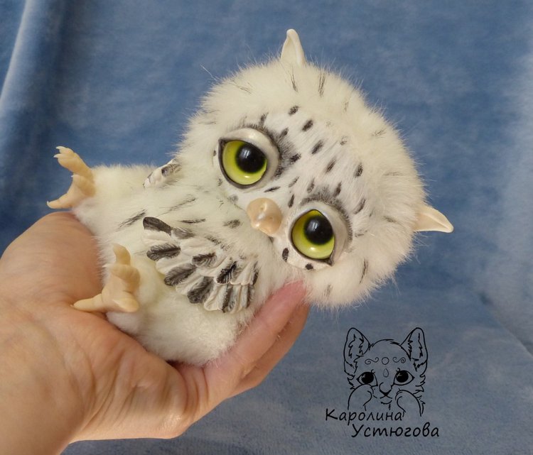 Большой совенок Бу-Бо — Игрушки в смешанной технике (мех и глина): Арт