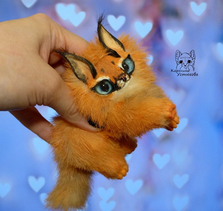 Детеныши Каракала — Игрушки в смешанной технике (мех и глина): Арт (фото 3)