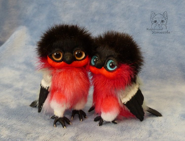 Снегири — Игрушки в смешанной технике (мех и глина): Арт (фото 2)