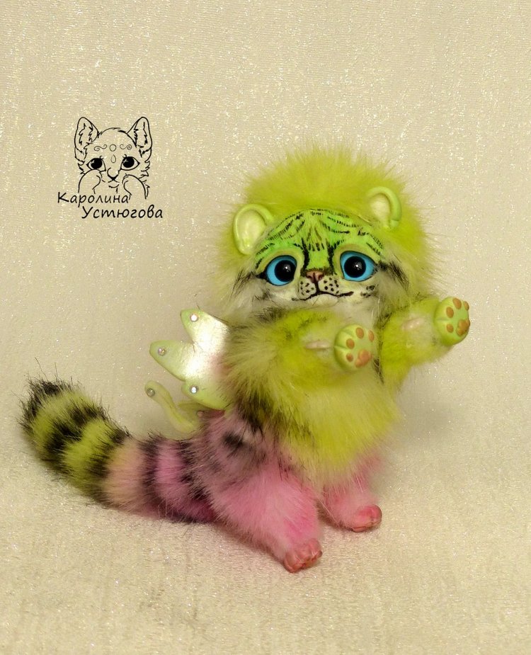 Ахисмио Тигровый — Игрушки в смешанной технике (мех и глина): Арт