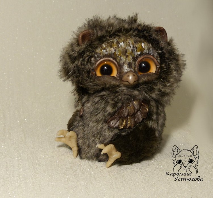 Счастливая сова — Игрушки в смешанной технике (мех и глина): Арт (фото 6)
