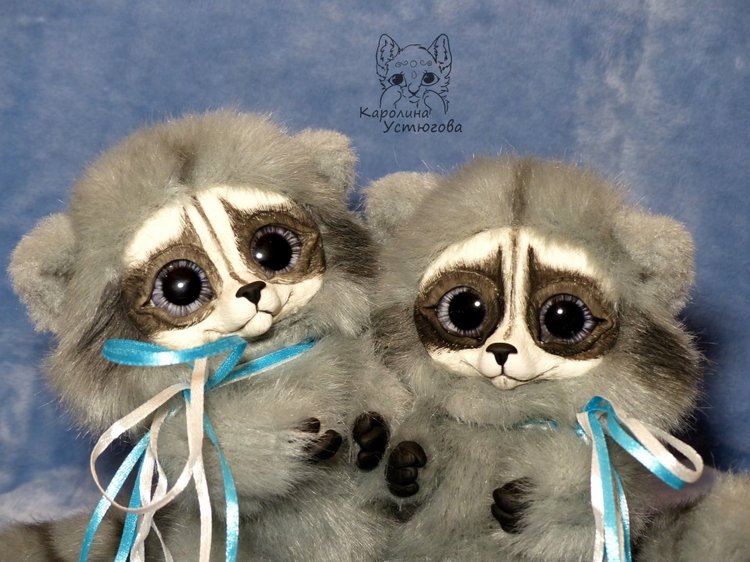 Сероглазые Еноты — Игрушки в смешанной технике (мех и глина): Арт (фото 6)