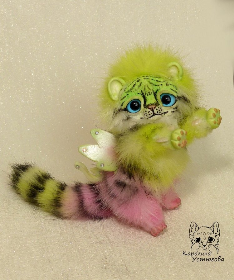 Ахисмио Тигровый — Игрушки в смешанной технике (мех и глина): Арт