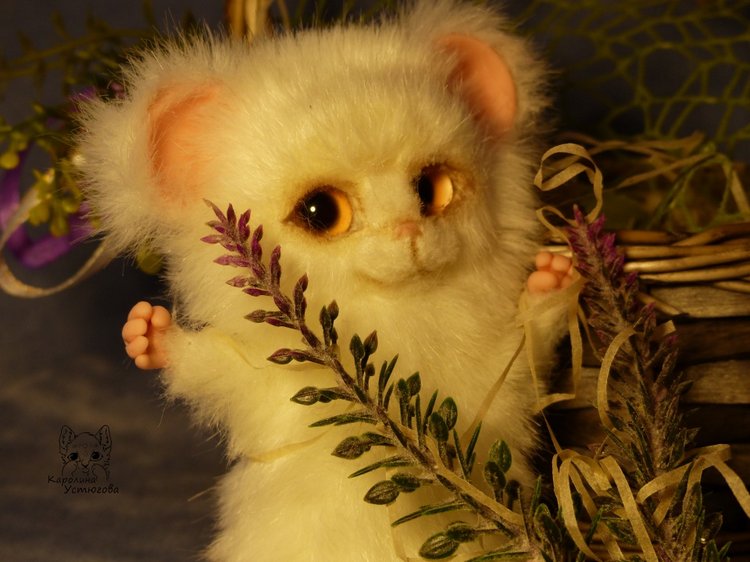 Мышонок Белый Пух — Игрушки в смешанной технике (мех и глина): Арт (фото 10)