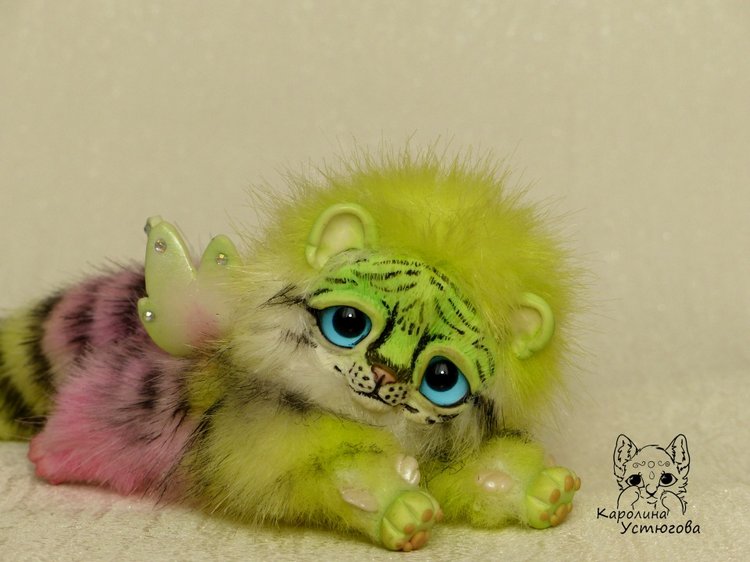 Ахисмио Тигровый — Игрушки в смешанной технике (мех и глина): Арт