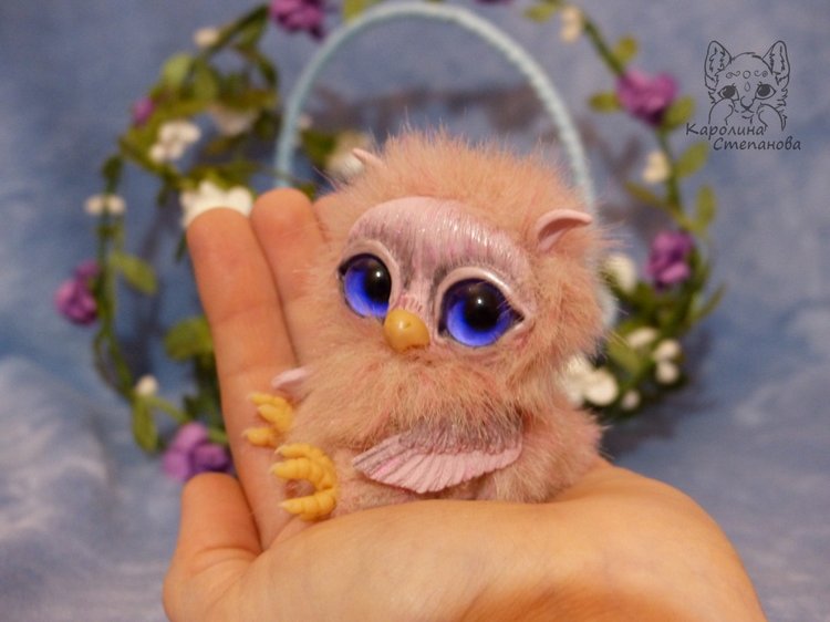 Совушка Бэрри — Игрушки в смешанной технике (мех и глина): Арт