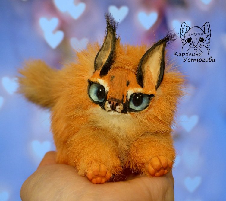 Детеныши Каракала — Игрушки в смешанной технике (мех и глина): Арт (фото 4)