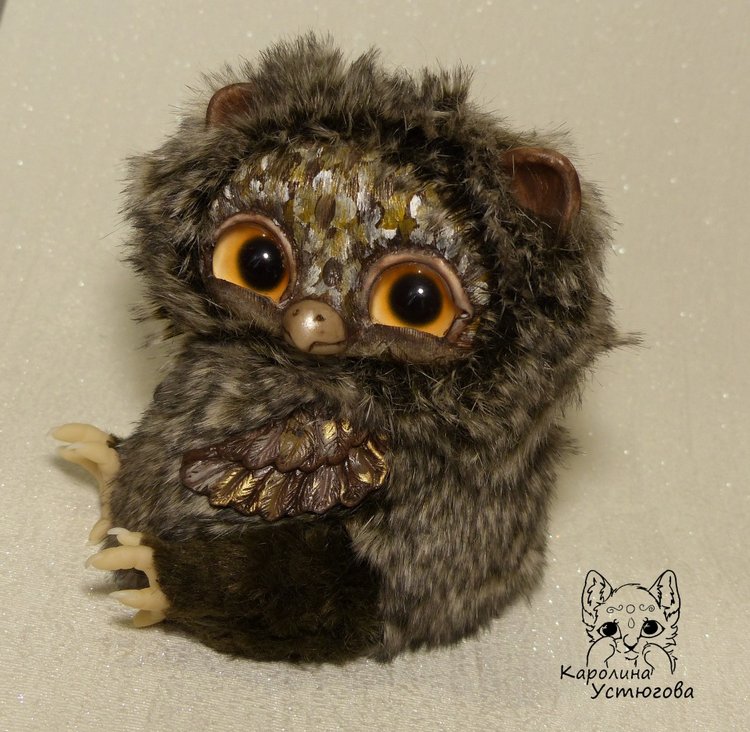 Счастливая сова — Игрушки в смешанной технике (мех и глина): Арт (фото 4)