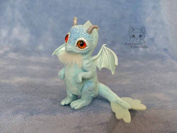 Голубой дракон — Игрушки в смешанной технике (мех и глина): Арт (фото 4)