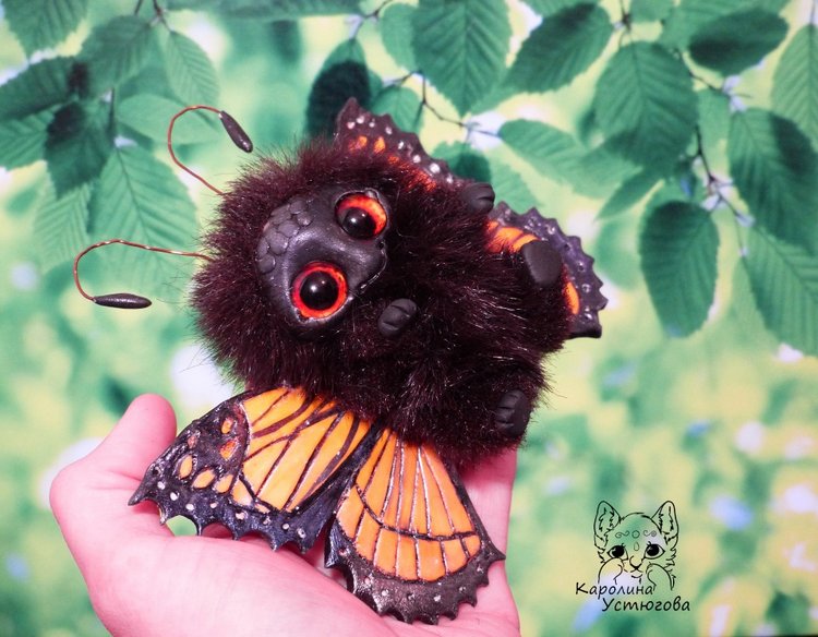 Бабочка — Игрушки в смешанной технике (мех и глина): Арт (фото 8)