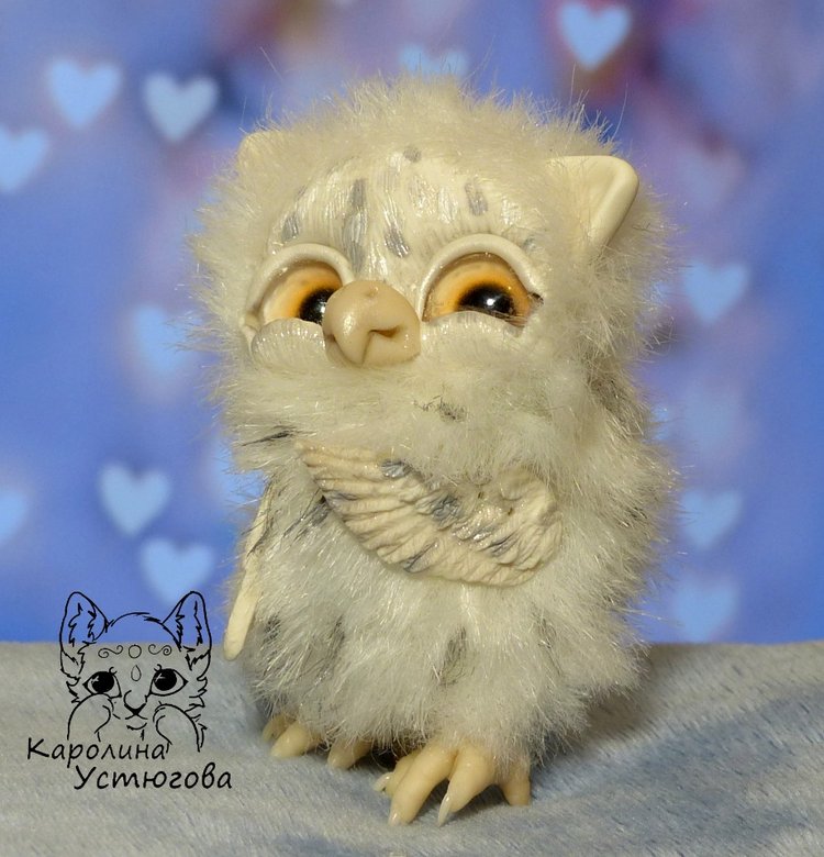 Счастливые совята — Игрушки в смешанной технике (мех и глина): Арт