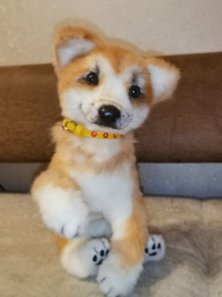 Акито щенок — Игрушки в смешанной технике (мех и глина): Арт