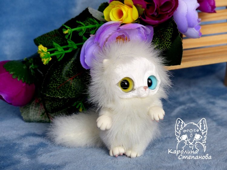 Котенок Пушок младший — Игрушки в смешанной технике (мех и глина): Арт (фото 2)